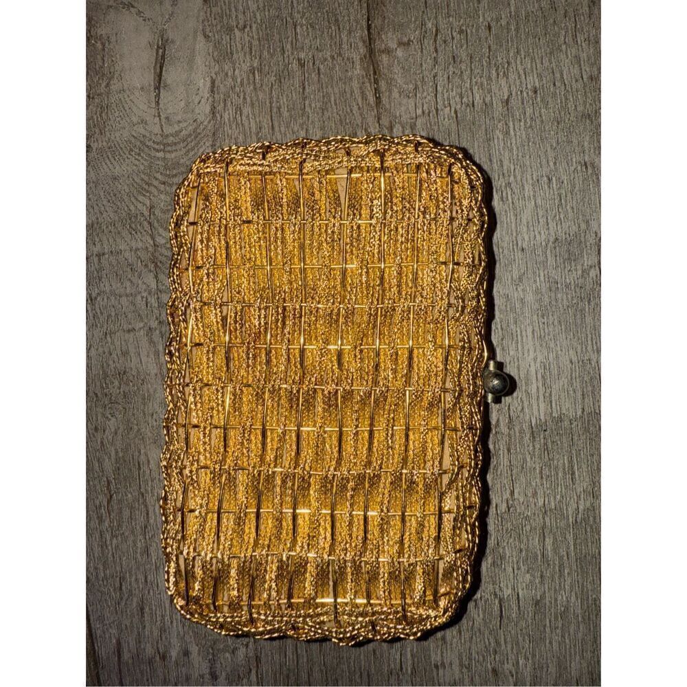 Vintage koret gold metal woven clutch